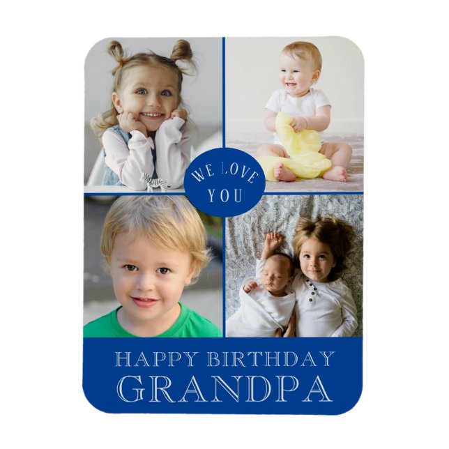 Happy Birthday Grandpa Blue Magnet (Vertikal)