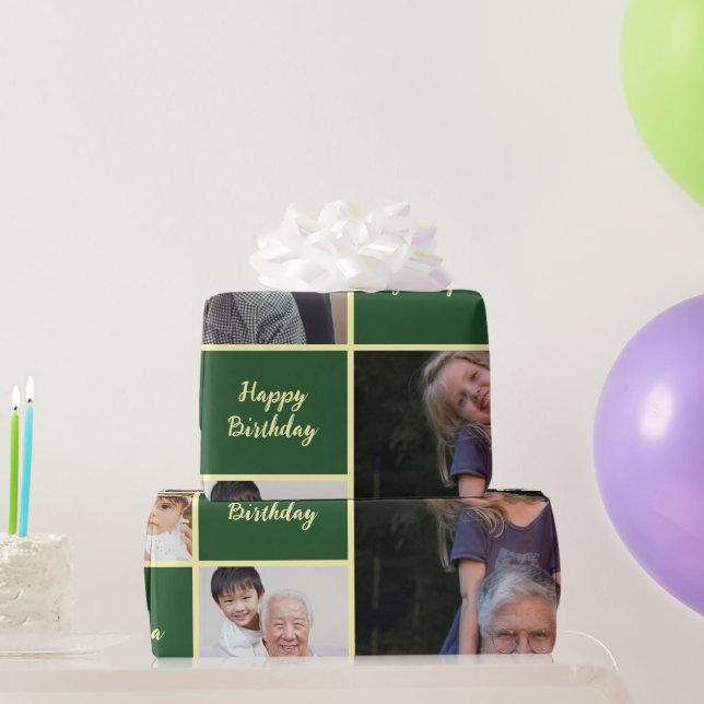 Happy Birthday Grandpa Custom Photo Collage  Geschenkpapier (Partygeschenke)