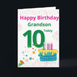 Happy Birthday Grandson - 10 Heute Karte<br><div class="desc">Eine schöne Karte für Ihren Enkel an seinem 10. Geburtstag.</div>