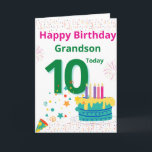 Happy Birthday Grandson - 10 Heute Karte<br><div class="desc">Eine schöne Karte für Ihren Enkel an seinem 10. Geburtstag.</div>