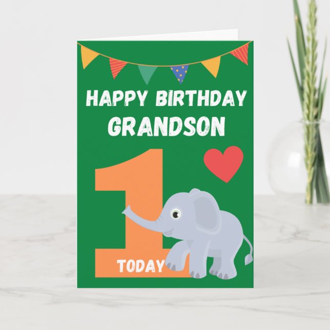 Happy Birthday Grandson - 1 Heute Karte (Vorderseite)
