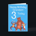 Happy Birthday Grandson - 3 Heute Karte<br><div class="desc">Eine niedliche Geburtstag-Karte für Ihren Grandson an seinem besonderen 3. Geburtstag.</div>