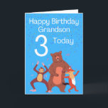 Happy Birthday Grandson - 3 Heute Karte<br><div class="desc">Eine niedliche Geburtstag-Karte für Ihren Grandson an seinem besonderen 3. Geburtstag.</div>