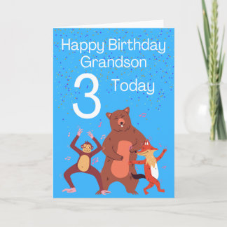 Happy Birthday Grandson - 3 Heute Karte