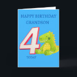Happy Birthday Grandson - 4 Heute Karte<br><div class="desc">Eine ganz besondere niedliche Geburtstag-Karte für Ihren Enkel an seinem 4. Geburtstag.</div>