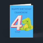 Happy Birthday Grandson - 4 Heute Karte<br><div class="desc">Eine ganz besondere niedliche Geburtstag-Karte für Ihren Enkel an seinem 4. Geburtstag.</div>