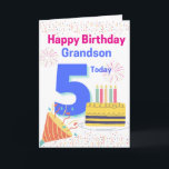 Happy Birthday Grandson - 5 Heute Karte<br><div class="desc">Eine niedliche 5. Geburtstagskarte für Ihren Grandson an seinem besonderen Tag.</div>