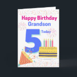 Happy Birthday Grandson - 5 Heute Karte<br><div class="desc">Eine niedliche 5. Geburtstagskarte für Ihren Grandson an seinem besonderen Tag.</div>