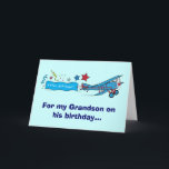Happy Birthday Grandson Airplane Karte<br><div class="desc">Dieses Design hat ein Zweiflugzeug. Für passende Artikel geben Sie "pinguincornerstore biplane" in die Zazzle Suche Bar.</div>
