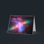 Happy Birthday Grandson - Cigar Galaxy Karte<br><div class="desc">Galaxien, Sterne und Nebulae-Serie: Zusammengesetzt von Bildern der aktiven Galaxie Messier 82 aus den drei großen Beobachtungszentren: Hubble-Weltraumteleskop, Chandra-X-Ray-Observatorium und Spitzer-Weltraumteleskop. Die von Chandra aufgezeichneten Röntgendaten erscheinen hier in blau, das von Spitzer aufgezeichnete Infrarot-Licht in rot. Hubbles Beobachtung der Wasserstoffemission erscheint in orange. Hubbles Beobachtung erscheint in gelb-grün. Bildcode: agmetImage-Guthaben:...</div>