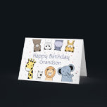 Happy Birthday Grandson Fun Niedlicher Tiere Karte<br><div class="desc">Niedliche Aquarelltiere für Ihren ganz besonderen Enkel,  der Ihre Welt mit dem Glück auf den Kopf gestellt hat</div>