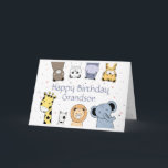 Happy Birthday Grandson Fun Niedlicher Tiere  Karte<br><div class="desc">Niedliche Aquarelltiere für Ihren ganz besonderen Enkel,  der Ihre Welt mit dem Glück auf den Kopf gestellt hat</div>