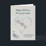 Happy Birthday Grandson Karte<br><div class="desc">Eine hübsche Karte mit einem Vintagen Look mit einem Schlüssel mit Blume und Laub, umgeben von einem Herzen. Du hältst den Schlüssel zu meinem Herzen ist das Gefühl, das auf der zeitlosen Karte ausgedrückt wird.</div>