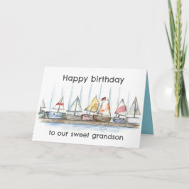 Happy Birthday Grandson Sailboats Toys Custom Karte