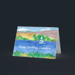 Happy Birthday Grandson Sailing Mountain Lake Karte<br><div class="desc">Eine Glückwunschkarte zum Geburtstag für jemanden,  der die Freizeit und Wassersportarten genießt,  die im Sommer auf einem ruhigen Bergsee mit Bäumen und sanften Hügeln im Hintergrund mit Aquarell segeln. Passen Sie den Text an Ihre Bedürfnisse an.</div>