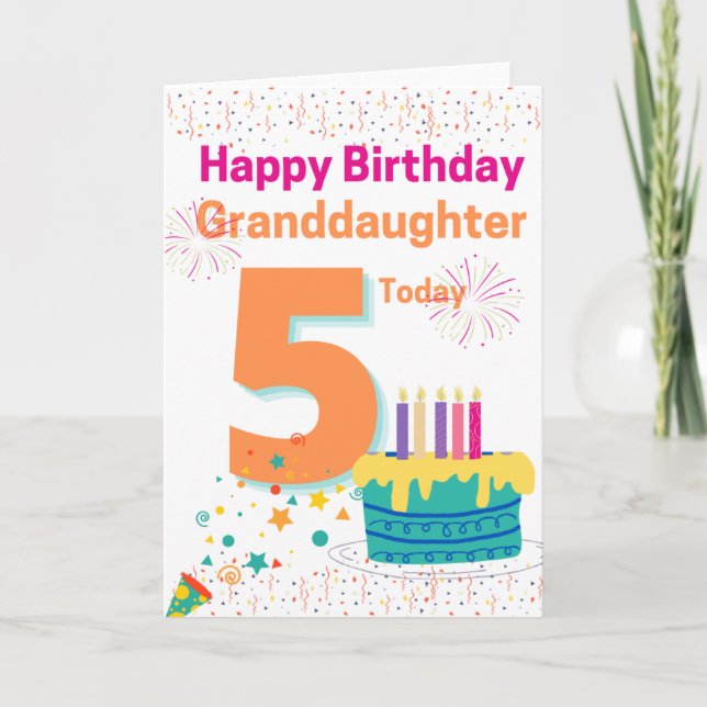Happy Birthday Grandtochter - 5 Heute Karte (Vorderseite)