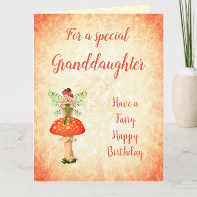 Happy Birthday Grandtochter Fairy Design Karte (Vorderseite)
