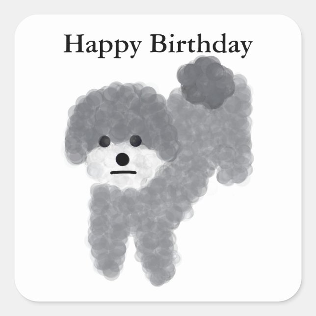 Happy Birthday Gray Poodle #2 Stickers (Vorderseite)