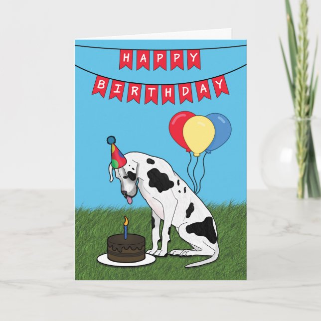 Happy Birthday Great Dane Dog Card Karte (Vorderseite)
