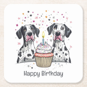 Happy Birthday Great Dane Hunde Cupcake Rechteckiger Pappuntersetzer