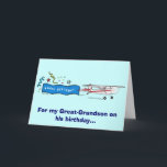 Happy Birthday Great-Grandson-Flugzeug Karte<br><div class="desc">Entsprechende Artikel finden Sie,  indem Sie "pinguincornerstore-Flugzeug" in die Zazzle-Bar eingeben.</div>