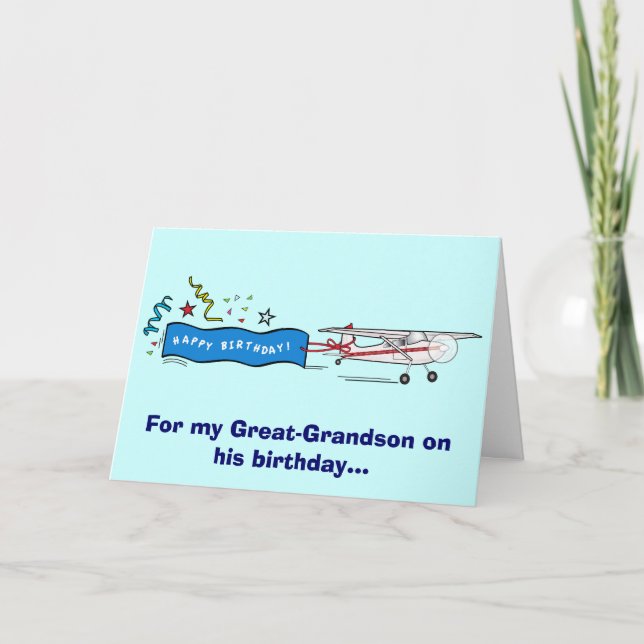 Happy Birthday Great-Grandson-Flugzeug Karte (Vorderseite)