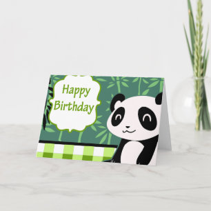 Happy Birthday Green Bamboo Panda Karte