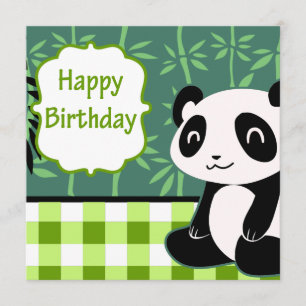 Happy Birthday Green Bamboo Panda Karte