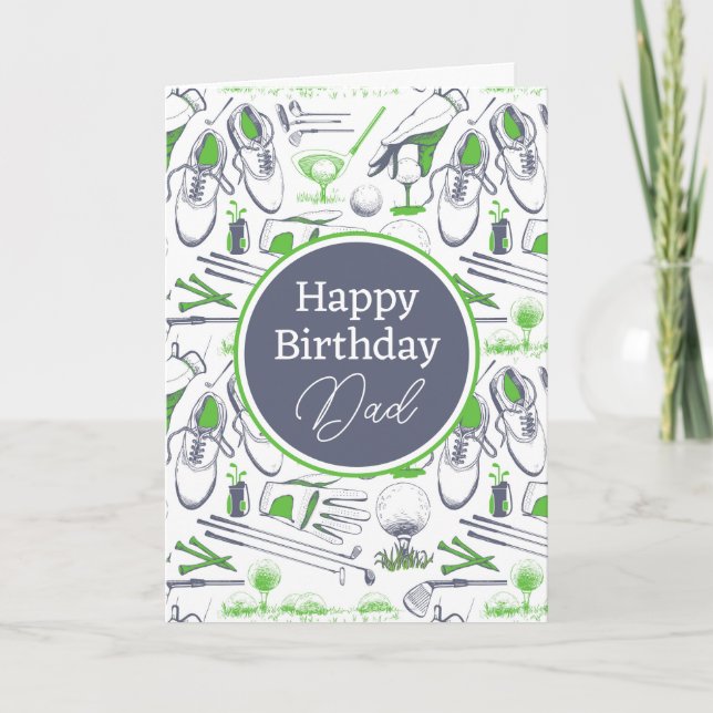 Happy Birthday | Green Golf Icons Karte (Vorderseite)