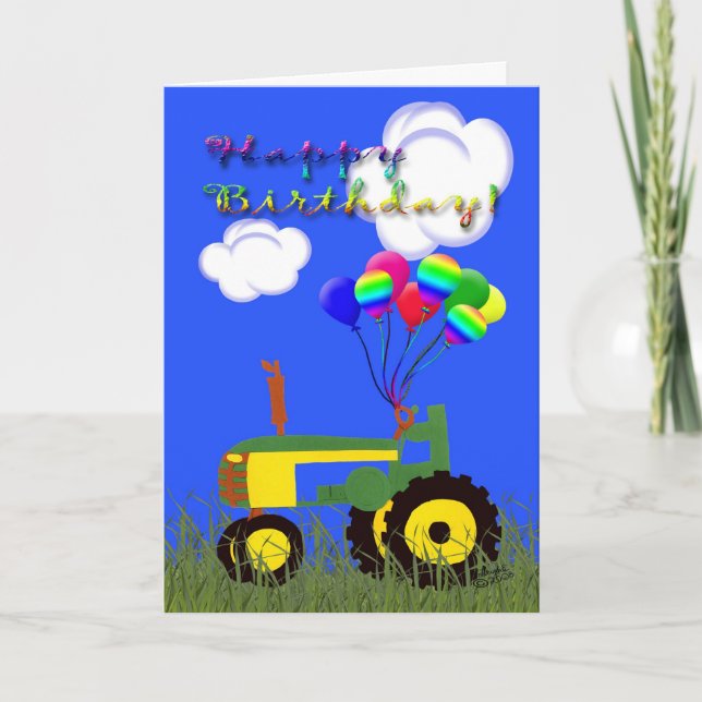Happy Birthday Green Traktor Card Karte (Vorderseite)