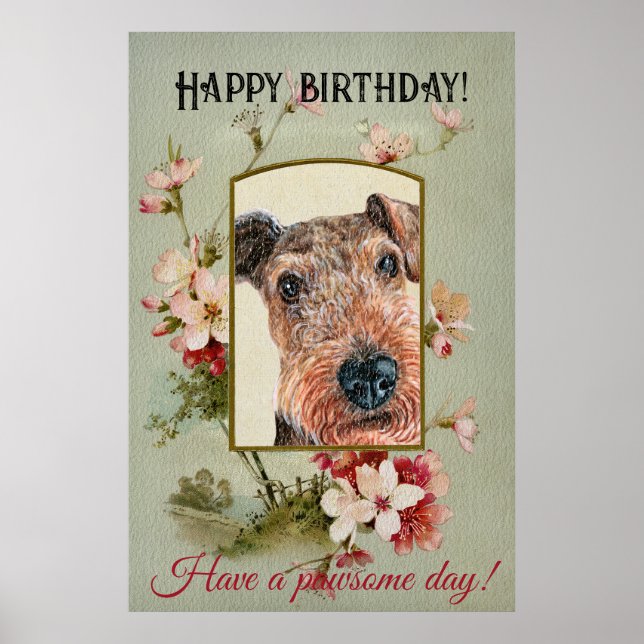 Happy Birthday Greetings Airedale Terrier Poster (Vorne)