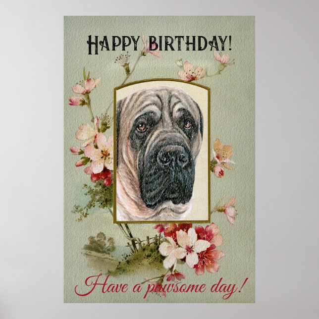 Happy Birthday Greetings English mastiff Poster (Vorne)
