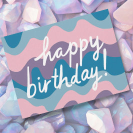 HAPPY BIRTHDAY Groovy Colorful Wavy Streifen Postkarte