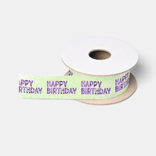 Happy Birthday Groovy Farbiger Text auf Limon Satinband