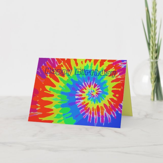 Happy Birthday Groovy Krawatte Dye Card Karte (Vorderseite)