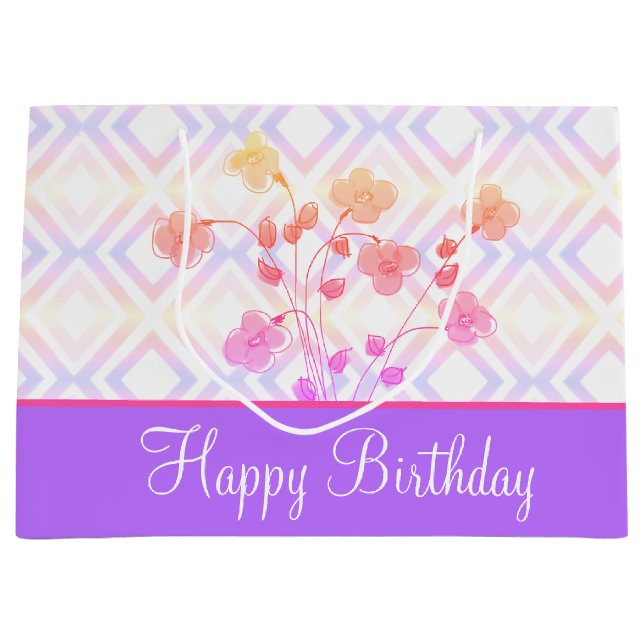 Happy Birthday Große Papier Tasche Stil Geschenktüte (Vorderseite)