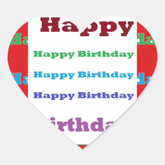 Happy Birthday Gruß Script Acrylic Red Base 99 Herz-Aufkleber