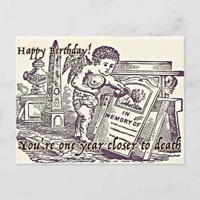 Happy Birthday Grußkarte Dunkler Spaß Funny Postkarte (Vorderseite)