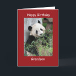 Happy Birthday Grußkarte Giant Panda Grandson Karte<br><div class="desc">Diese farbenfrohe Karte ist Teil unserer "Panda"-Kollektion, die auch Geschenkartikel mit Bildern von riesigen Pandas beinhaltet - Münzdecken, iPad Hüllen, Handy-Gehäuse, kleine Schmuckschachteln, Packpapier und andere Geschenke. Dieses Beispiel sagt "Grandson", aber Sie können die Karte und die passenden Produkte anpassen, um sie noch spezieller zu machen. Ein super Weg, um...</div>