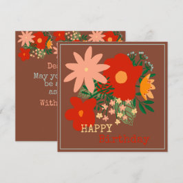 HAPPY Birthday Grußkarte Original Blume braun Einladung