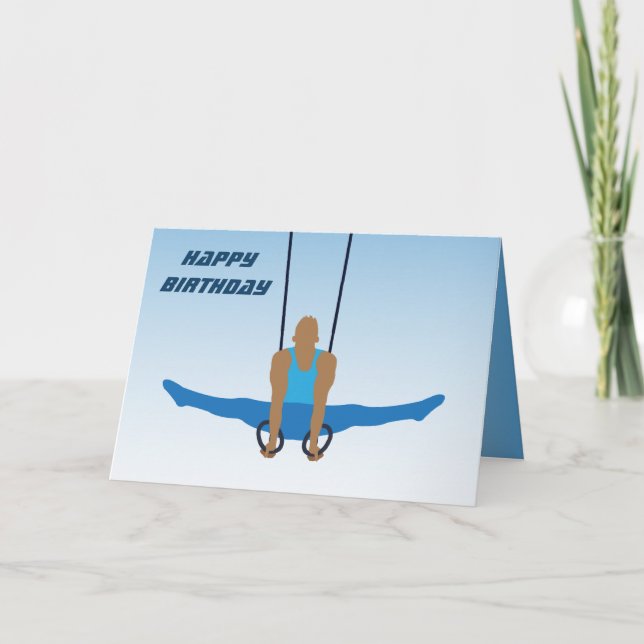 Happy Birthday Gymnastics Man on Rings Karte (Vorderseite)