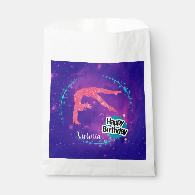 Happy Birthday Gymnastik Galaxy Tumbling Geschenktütchen (Vorderseite)