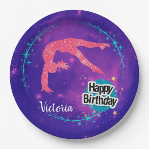 Happy Birthday Gymnastik Galaxy Tumbling Pappteller