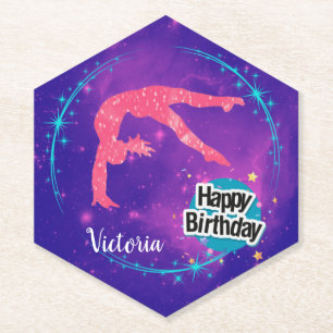 Happy Birthday Gymnastik Galaxy Tumbling Untersetzer