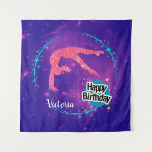 Happy Birthday Gymnastik Galaxy Tumbling Wandteppich