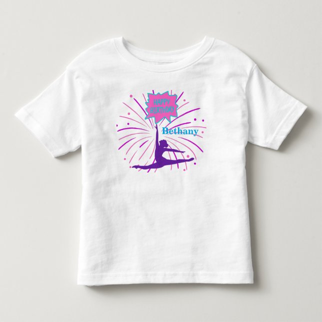 Happy Birthday Gymnastik Personalisiert Kleinkind T-shirt (Vorderseite)