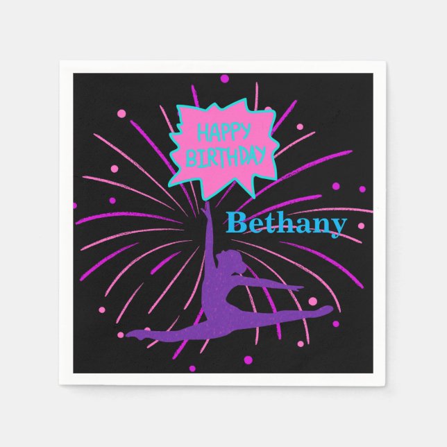 Happy Birthday Gymnastik Personalisiert Serviette (Vorderseite)