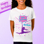Happy Birthday Gymnastik Personalisiert T-Shirt<br><div class="desc">Glücklich Geburtstag Gymnastik Personalisiertes Design in blau,  rosa und lila. Fügen Sie einfach Ihren Gymnastiknamen hinzu!</div>