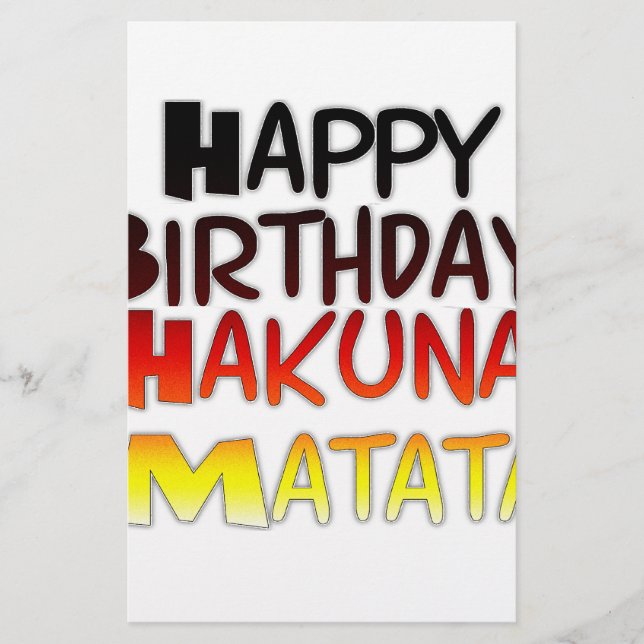 Happy Birthday Hakuna Matata Inspiration Grafik (Vorderseite)