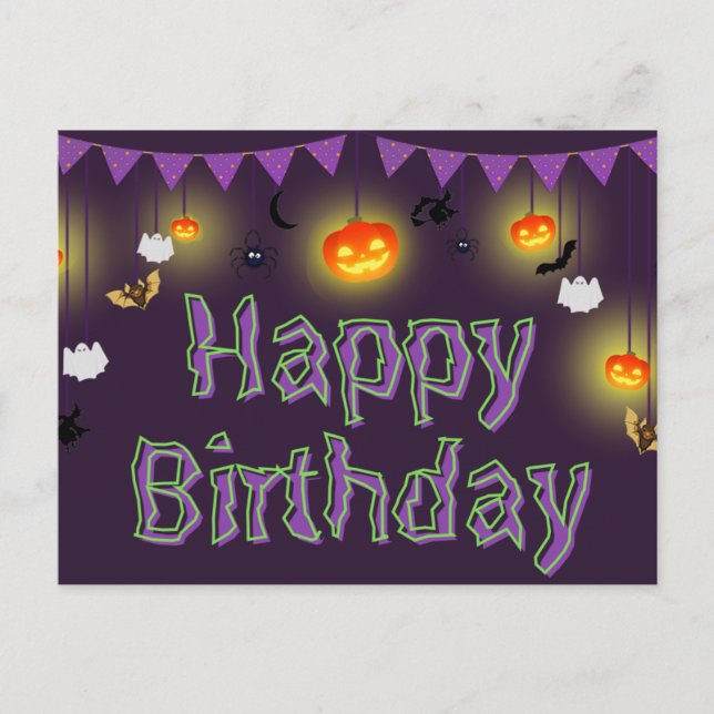 Happy Birthday Halloween Postkarte (Vorderseite)